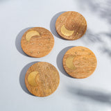 Wooden Crescent Coasters - Set of 4