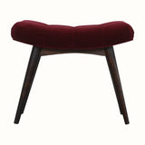 Bethell Curved Stool - Wine Red Velvet/Walnut