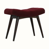 Bethell Curved Stool - Wine Red Velvet/Walnut