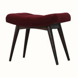 Bethell Curved Stool - Wine Red Velvet/Walnut