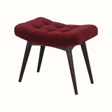 Bethell Curved Stool - Wine Red Velvet/Walnut