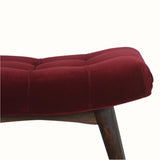 Bethell Curved Stool - Wine Red Velvet/Walnut