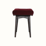 Bethell Curved Stool - Wine Red Velvet/Walnut