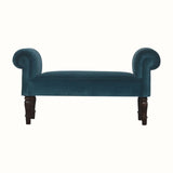 Mineo Velvet Bench - Teal/Walnut