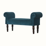 Mineo Velvet Bench - Teal/Walnut