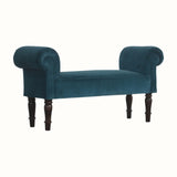 Mineo Velvet Bench - Teal/Walnut