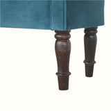 Mineo Velvet Bench - Teal/Walnut