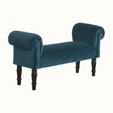 Mineo Velvet Bench - Teal/Walnut