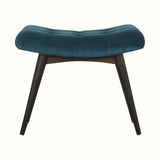 Bethell Curved Stool - Teal Velvet/Walnut