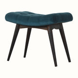 Bethell Curved Stool - Teal Velvet/Walnut