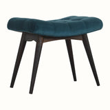 Bethell Curved Stool - Teal Velvet/Walnut