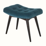 Bethell Curved Stool - Teal Velvet/Walnut