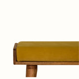 Keene Bench - Mustard Velvet/Natural