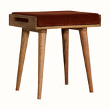 Keene Bench - Brick Red Velvet/Natural