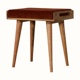 Keene Bench - Brick Red Velvet/Natural