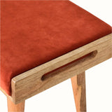 Keene Bench - Brick Red Velvet/Natural