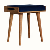 Keene Bench - Royal Blue Velvet/Natural