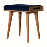 Keene Bench - Royal Blue Velvet/Natural