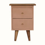 Cline 2 Drawer Bedside Table - Blush Pink/Natural