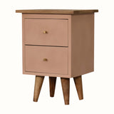 Cline 2 Drawer Bedside Table - Blush Pink/Natural