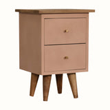 Cline 2 Drawer Bedside Table - Blush Pink/Natural