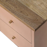 Cline 2 Drawer Bedside Table - Blush Pink/Natural