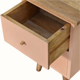 Cline 2 Drawer Bedside Table - Blush Pink/Natural