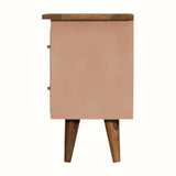 Cline 2 Drawer Bedside Table - Blush Pink/Natural