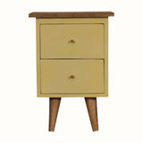 Cline 2 Drawer Bedside Table - Yellow/Natural