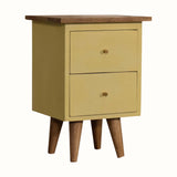 Cline 2 Drawer Bedside Table - Yellow/Natural