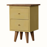 Cline 2 Drawer Bedside Table - Yellow/Natural