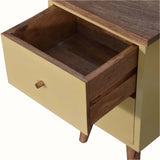 Cline 2 Drawer Bedside Table - Yellow/Natural