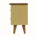 Cline 2 Drawer Bedside Table - Yellow/Natural