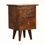 Cline 2 Drawer Bedside Table - Chestnut