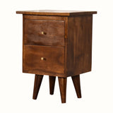 Cline 2 Drawer Bedside Table - Chestnut