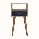 Littler Bedside Table, Small - Natural/Navy Blue