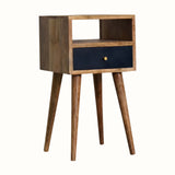 Littler Bedside Table, Small - Natural/Navy Blue