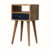 Littler Bedside Table, Small - Natural/Navy Blue