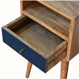 Littler Bedside Table, Small - Natural/Navy Blue