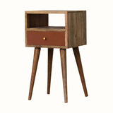 Littler Bedside Table, Small - Natural/Brick Red