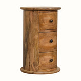 Holt 3 Drawer Drum Side Table, Small - Natural