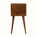 Fogel 2 Drawer Bedside Table, Mini - Chestnut