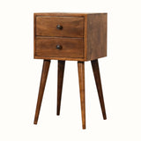 Fogel 2 Drawer Bedside Table, Mini - Chestnut