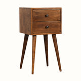 Fogel 2 Drawer Bedside Table, Mini - Chestnut