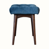 Bethell Curved Stool, Small - Teal Velvet/Walnut