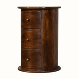 Holt 3 Drawer Drum Side Table, Medium - Chestnut