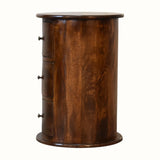 Holt 3 Drawer Drum Side Table, Medium - Chestnut