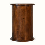 Holt 3 Drawer Drum Side Table, Medium - Chestnut