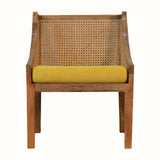 Seeley Cane Accent Chair - Mustard Velvet/Natural