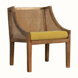 Seeley Cane Accent Chair - Mustard Velvet/Natural